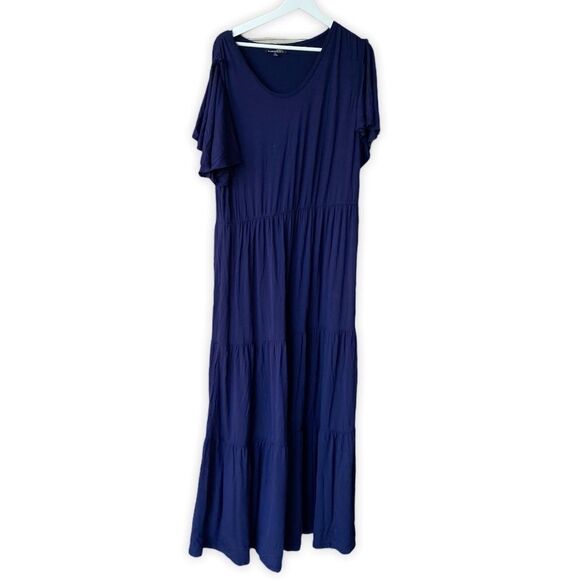 Suzanne Betro Tiered Blue Maxi size 1X - Picture 1 of 6
